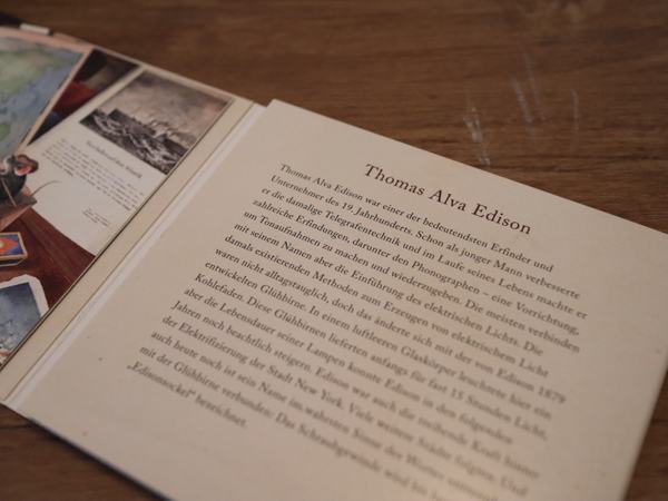 Aufnahme des kurzen Textes über den Erfinder Thomas Alva Edison.