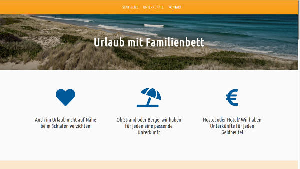 Ein Bild der Website urlaub-mit-familienbett.de.