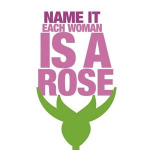 Das Logo zum Roses Revolution Day. Eine Rose, deren Blüte aus dem Schriftzug besteht.