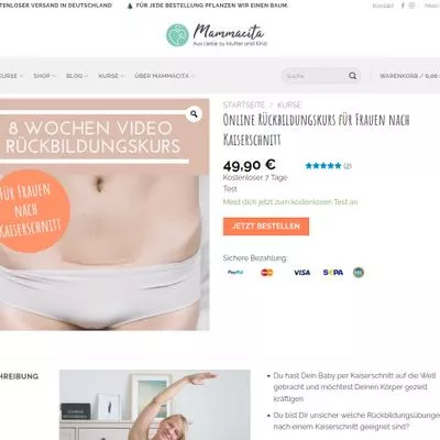 Julia Ronnenberg von Mammacita in ihrem Onlinekurs zur Rückbildung nach einem Kaiserschnitt.